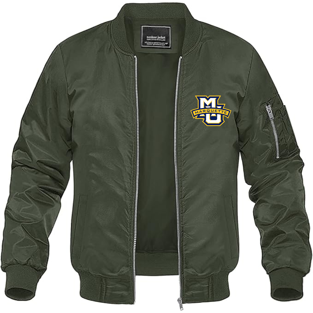 Men's Marquette Golden Eagles Logo Lightweight Bomber Jacket Windbreaker Softshell Varsity Jacket Coat