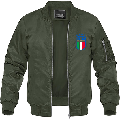 Men's Italy National Soccer Lightweight Bomber Jacket Windbreaker Softshell Varsity Jacket Coat