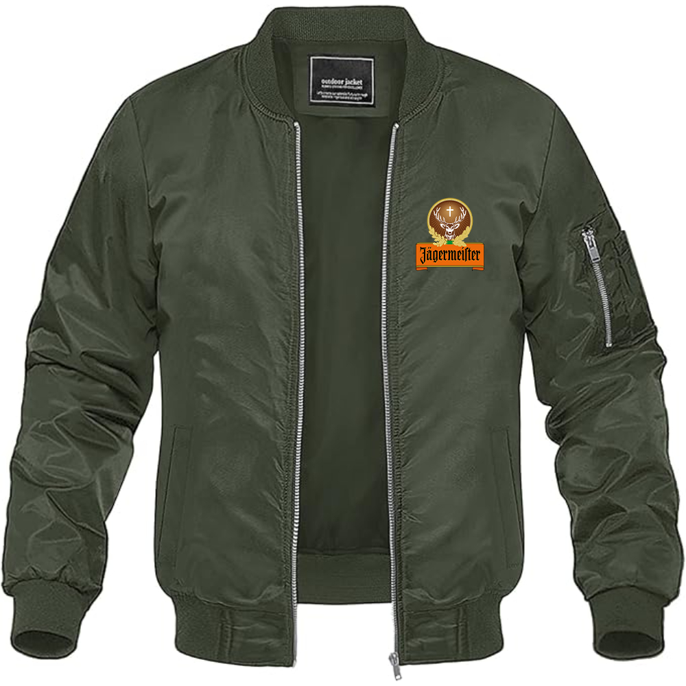 Men's Jagermeister Logo Lightweight Bomber Jacket Windbreaker Softshell Varsity Jacket Coat