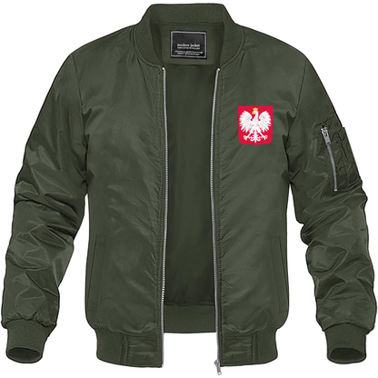 Men's Poland National Soccer Team Lightweight Bomber Jacket Windbreaker Softshell Varsity Jacket Coat