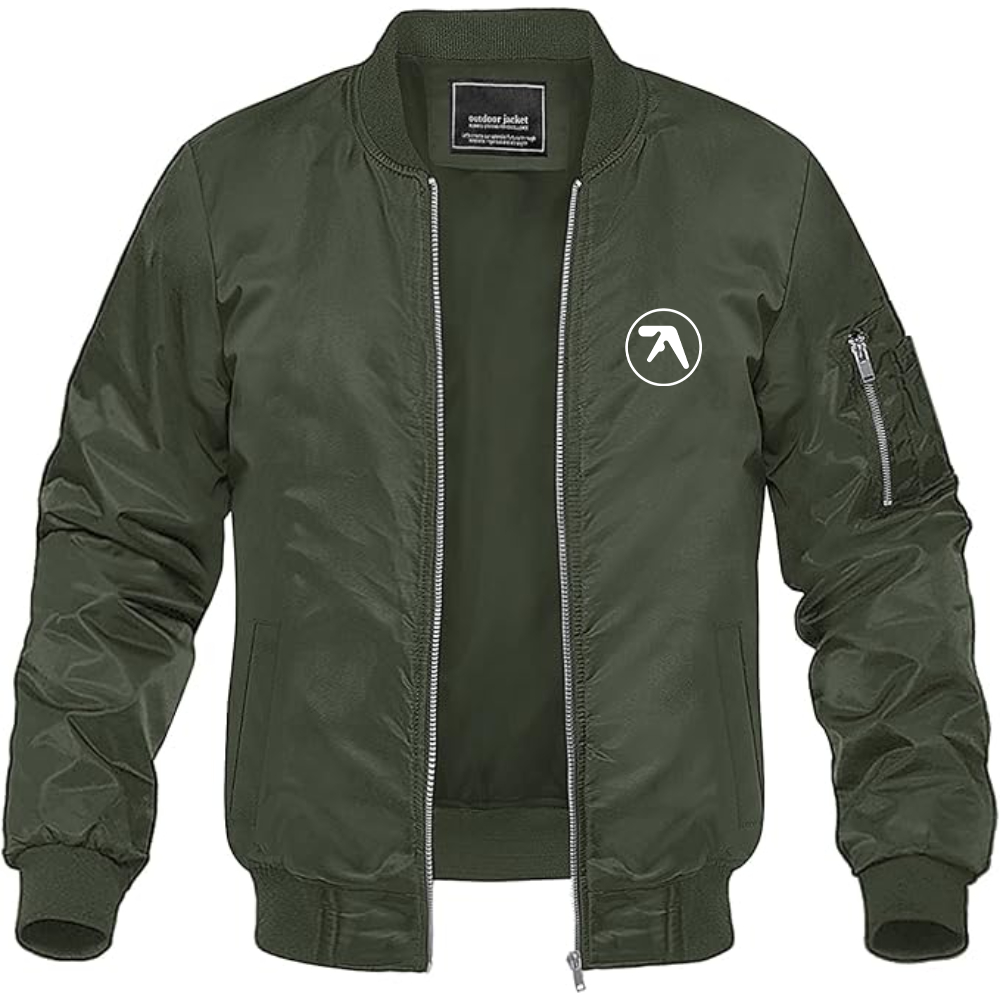 Men's Aphex Twin Logo Lightweight Bomber Jacket Windbreaker Softshell Varsity Jacket Coat