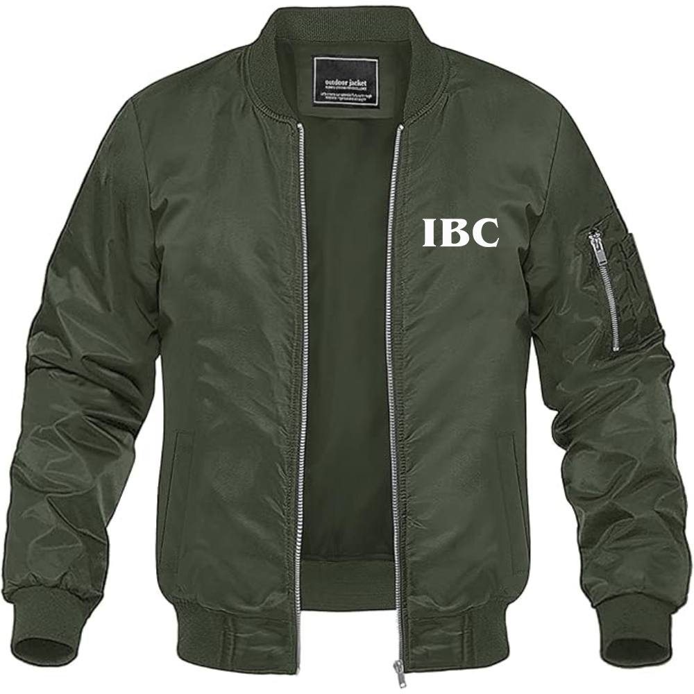 Men's IBC Logo Lightweight Bomber Jacket Windbreaker Softshell Varsity Jacket Coat