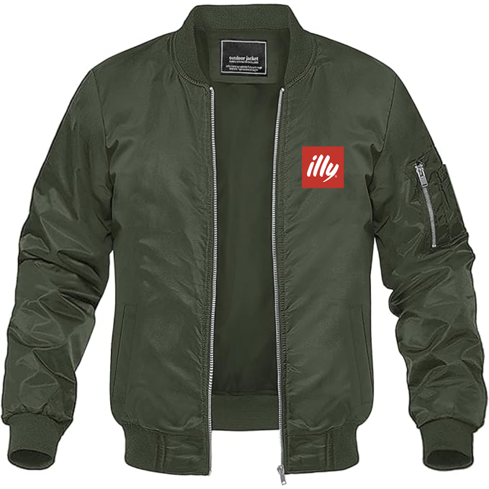 Men's Illy Logo Lightweight Bomber Jacket Windbreaker Softshell Varsity Jacket Coat