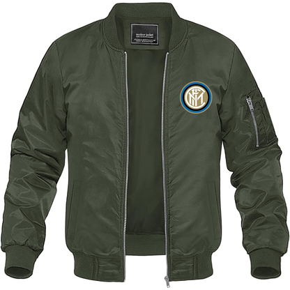 Men's Inter Milan Soccer Lightweight Bomber Jacket Windbreaker Softshell Varsity Jacket Coat