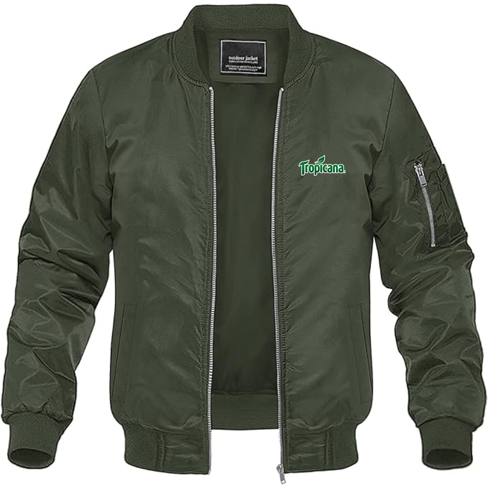 Men's Tropicana Logo Lightweight Bomber Jacket Windbreaker Softshell Varsity Jacket Coat