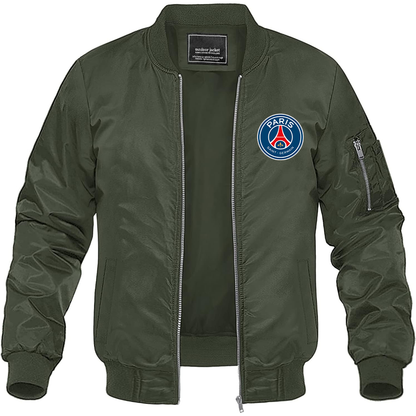 Men’s Paris Saint-Germain Soccer Lightweight Bomber Jacket Windbreaker Softshell Varsity Jacket Coat