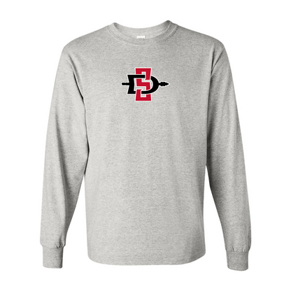 Men's San Diego State Aztecs Logo Gildan Heavy Cotton Long Sleeve T-Shirt