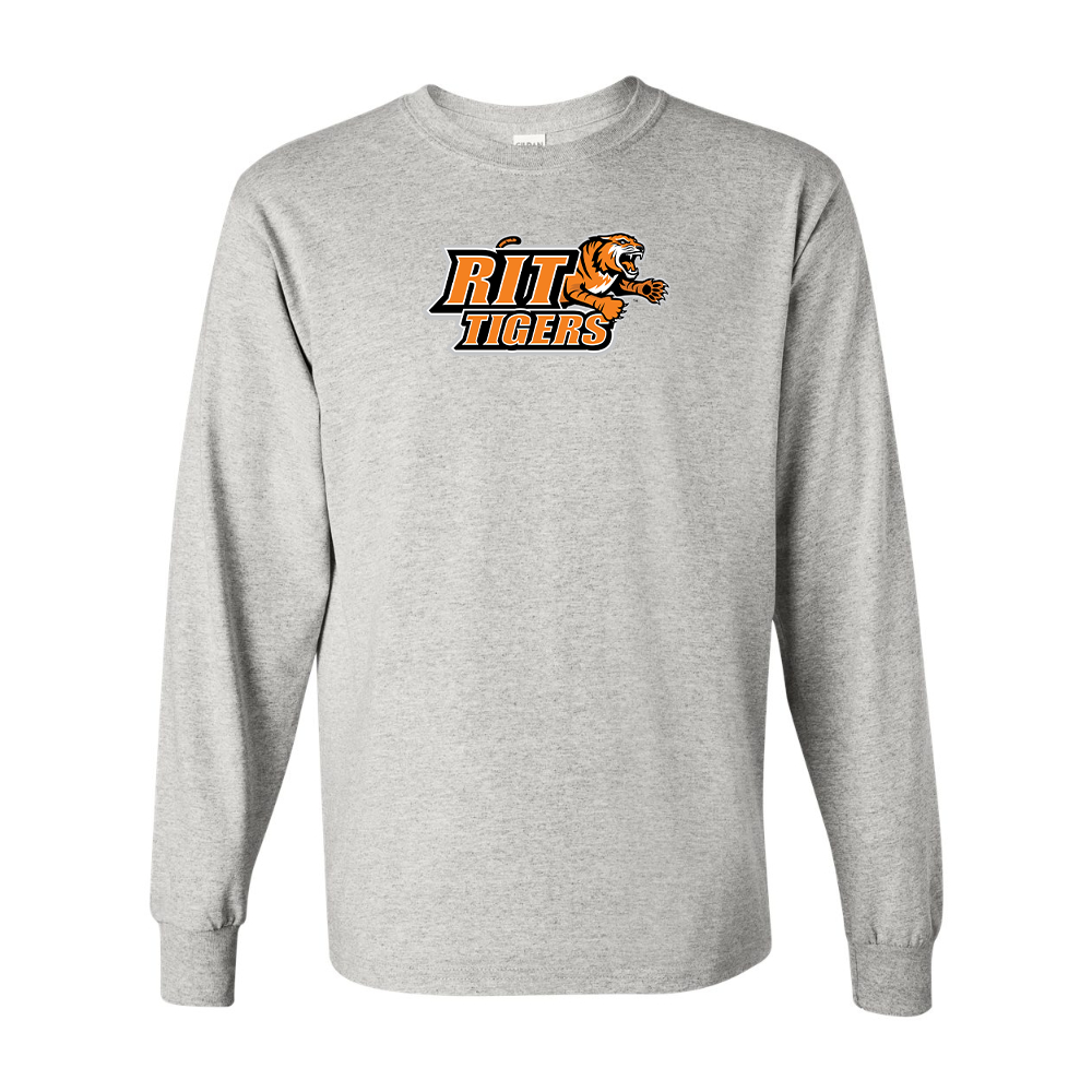 Men's RIT Tigers Logo Gildan Heavy Cotton Long Sleeve T-Shirt