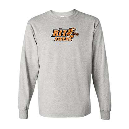 Men's RIT Tigers Logo Gildan Heavy Cotton Long Sleeve T-Shirt
