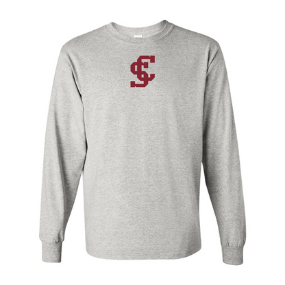 Men's Santa Clara Broncos Logo  Gildan Heavy Cotton Long Sleeve T-Shirt