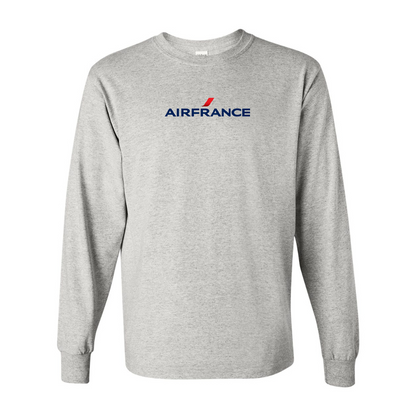 Men's Air France Logo Gildan Heavy Cotton Long Sleeve T-Shirt