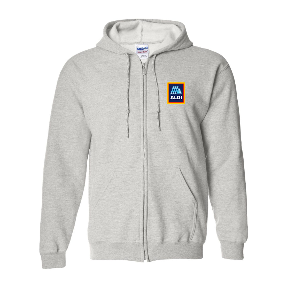 Men's Aldi Logo Gildan  Heavy Blend Full Zip Hooded Sweatshirt