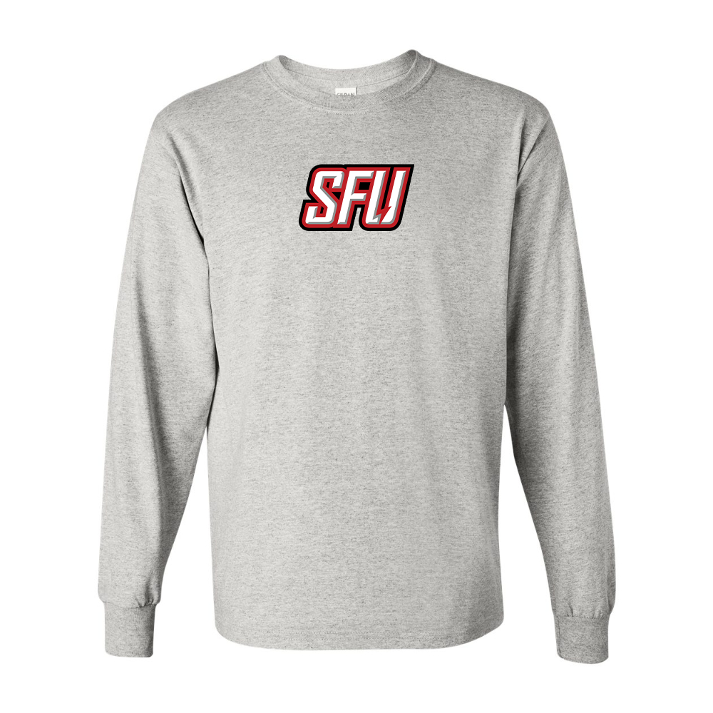Men's Saint Francis Red Flash Logo Gildan Heavy Cotton Long Sleeve T-Shirt