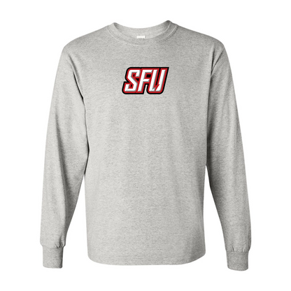 Men's Saint Francis Red Flash Logo Gildan Heavy Cotton Long Sleeve T-Shirt