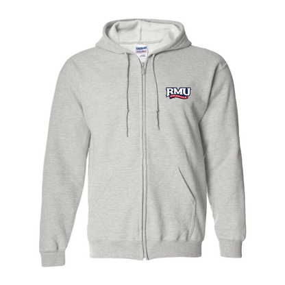 Men's Robert Morris Colonials Logo Gildan  Heavy Blend Full Zip Hooded Sweatshirt