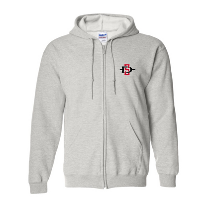 Men's San Diego State Aztecs Logo Gildan  Heavy Blend Full Zip Hooded Sweatshirt