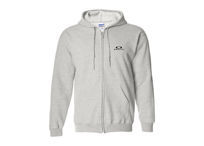Men's Oakley Logo Gildan  Heavy Blend Full Zip Hooded Sweatshirt
