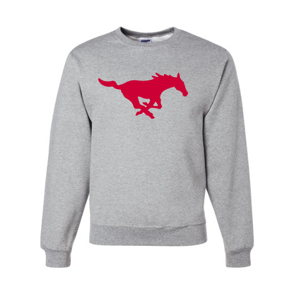Men's SMU Mustangs Logo  JERZEES NuBlend Crewneck Sweatshirt