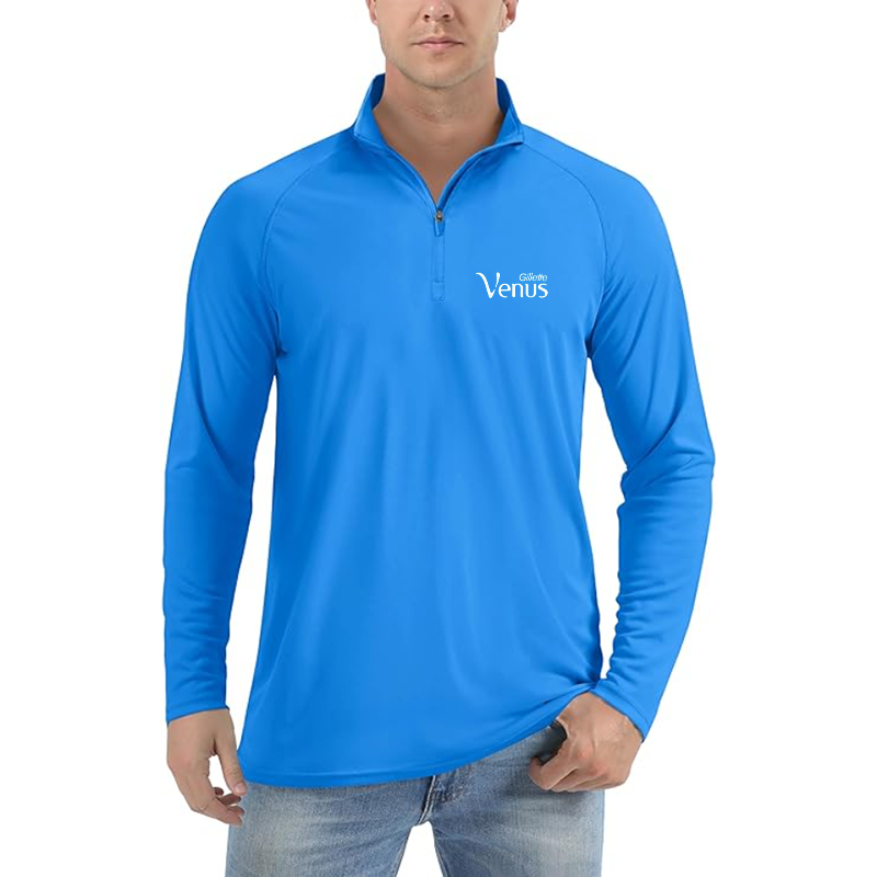 Men's Gillette Venus Logo Lightweight Quarter-Zip Athletic Shirt Long Sleeve Performance Wear