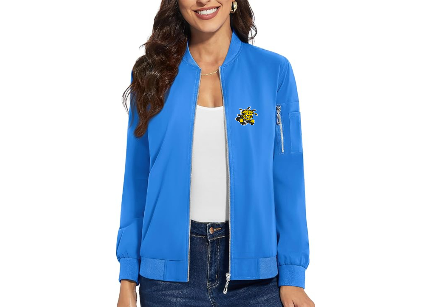 Women's Wichita State Shockers Premium Bomber Jacket with Polished Detailing and Functional Sleeve Pocket Modern Luxury Outerwear