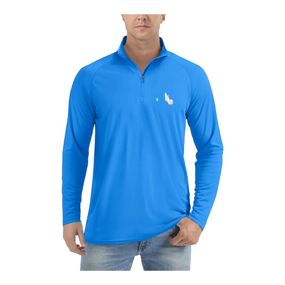 Men's Aflac Logo and Duck Lightweight Quarter-Zip Athletic Shirt Long Sleeve Performance Wear