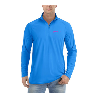 Men's Peach Aviation Logo Lightweight Quarter-Zip Athletic Shirt Long Sleeve Performance Wear