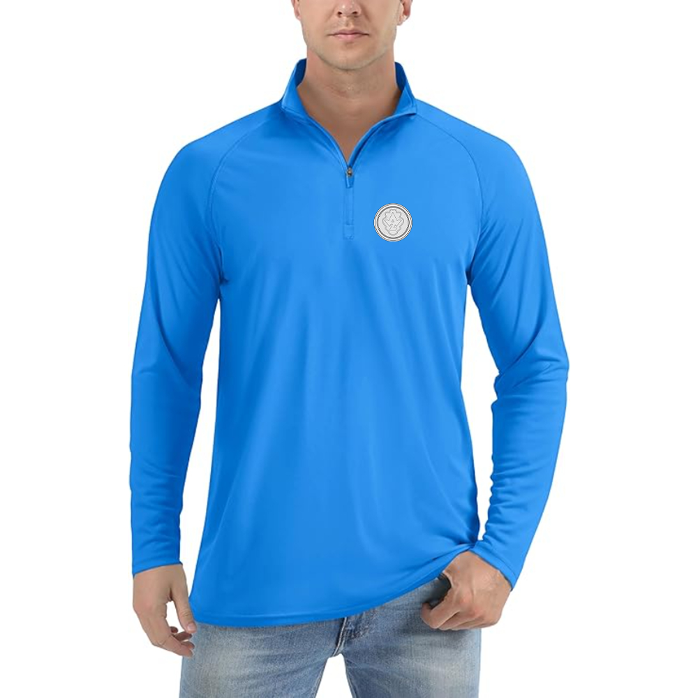 Men's AWZ Logo Lightweight Quarter-Zip Athletic Shirt Long Sleeve Performance Wear