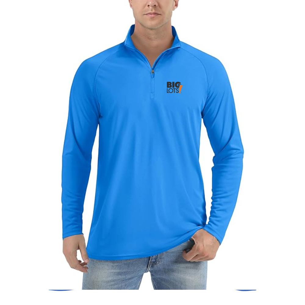 Men's Big Lots Logo   Lightweight Quarter-Zip Athletic Shirt Long Sleeve Performance Wear