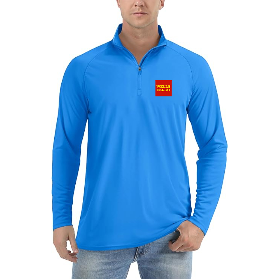 Men's Wells Fargo Logo Lightweight Quarter-Zip Athletic Shirt Long Sleeve Performance Wear