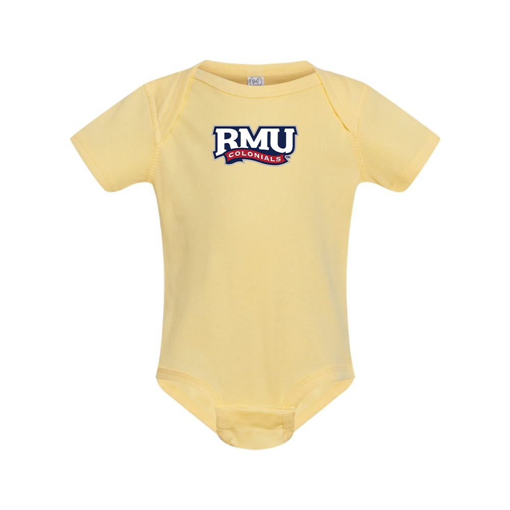 Robert Morris Colonials Logo  Rabbit Skins Infant Baby Rib Bodysuit
