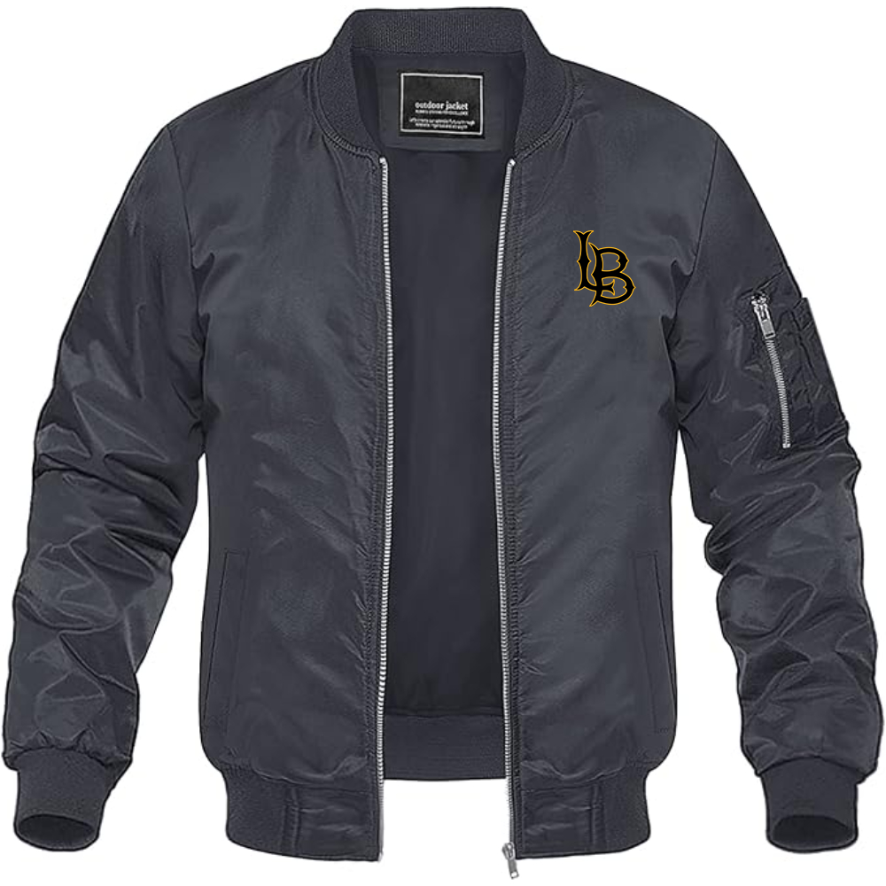 Men's Long Beach State 49ers Logo Lightweight Bomber Jacket Windbreaker Softshell Varsity Jacket Coat