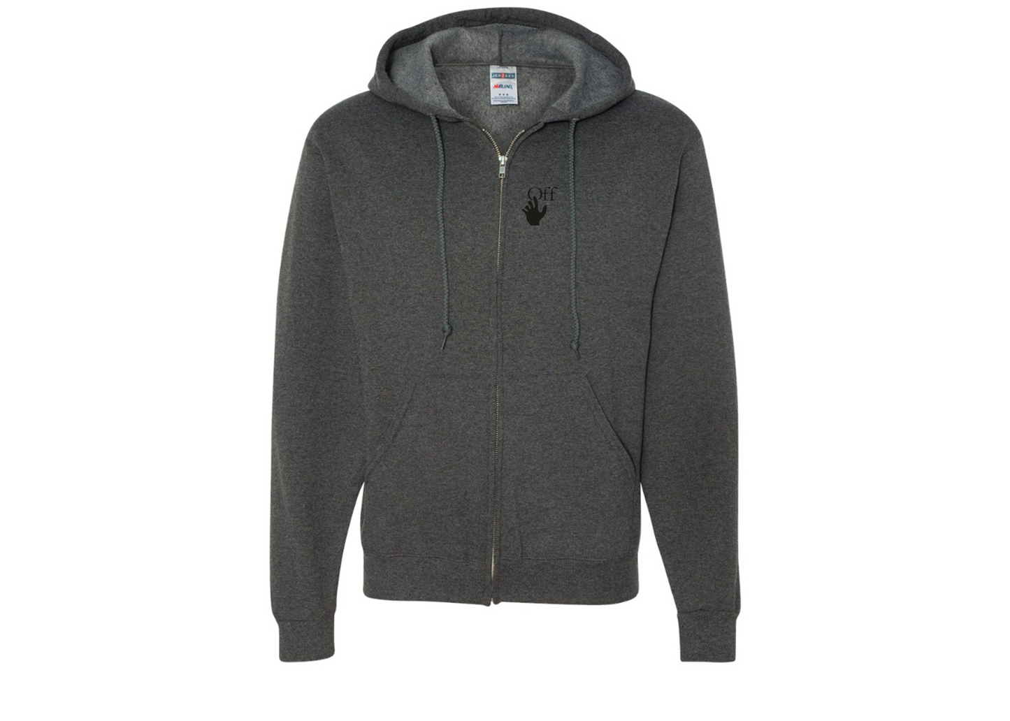 Men's Off-White Hand JERZEES NuBlend Full-Zip Hooded Sweatshirt