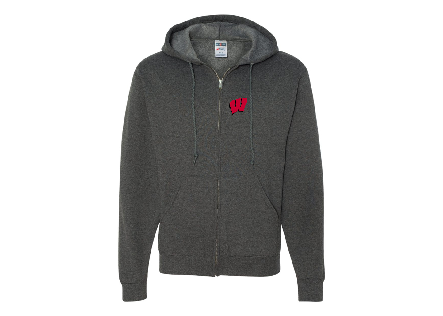 Men's Wisconsin Badgers JERZEES NuBlend Full-Zip Hooded Sweatshirt