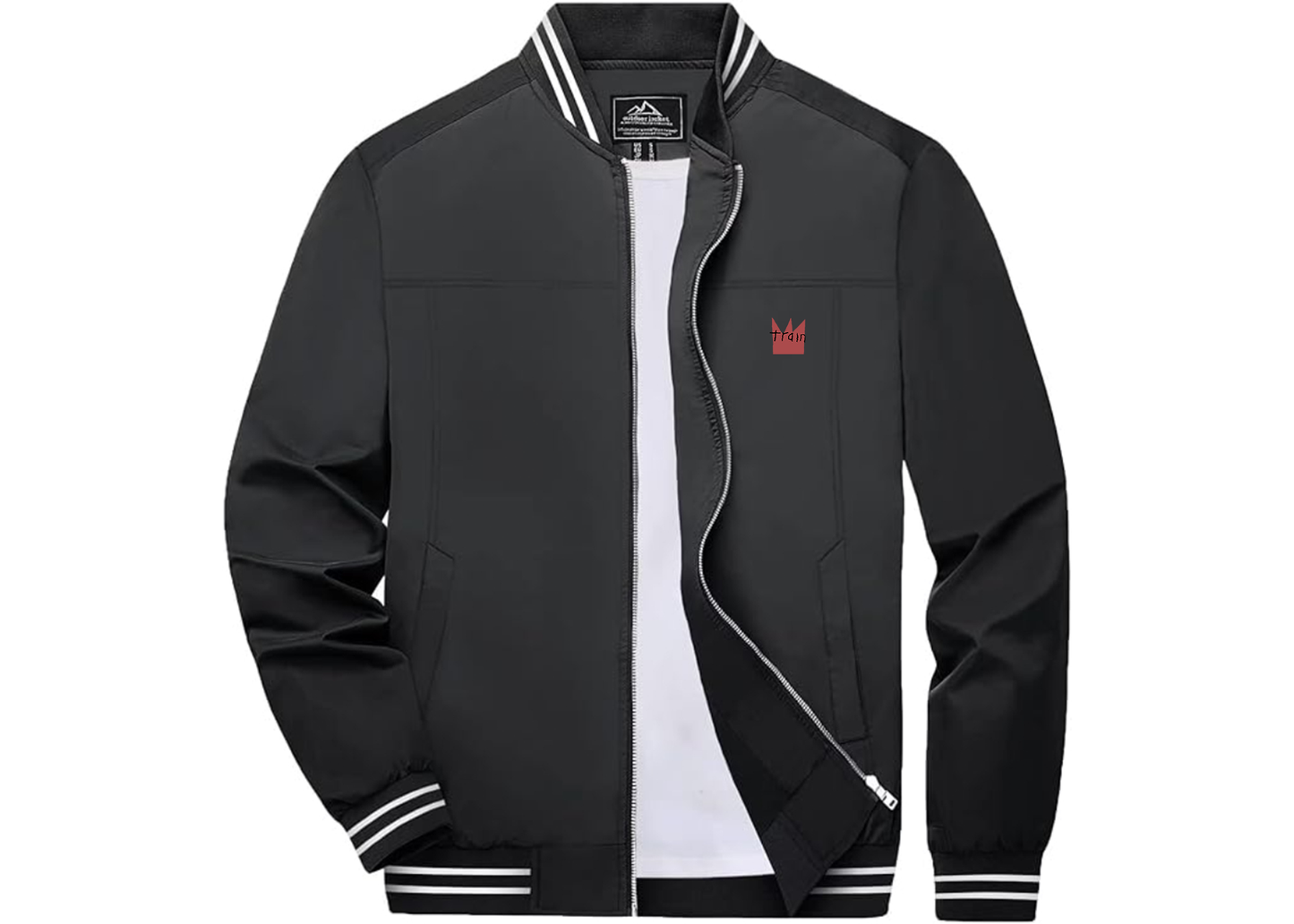 Men's Train Lightweight Zip-Up Ribbed Collar and Cuffs Bomber Jacket