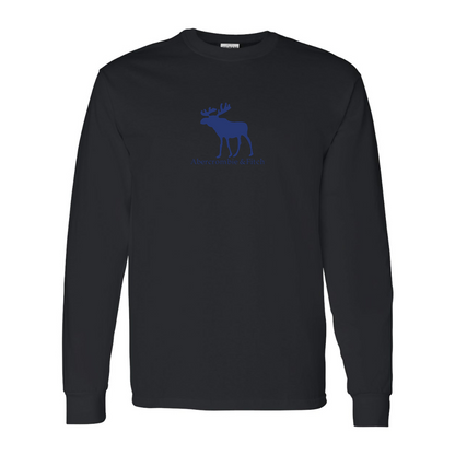 Men's Abercrombie & Fitch Moose Logo Gildan Heavy Cotton Long Sleeve T-Shirt