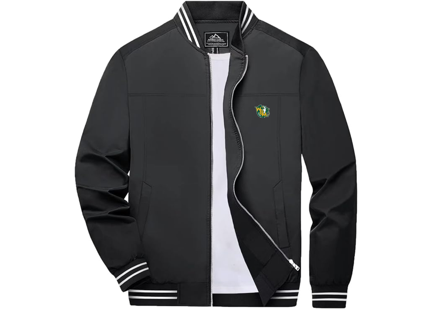 Men's William and Mary Tribe Lightweight Zip-Up Ribbed Collar and Cuffs Bomber Jacket