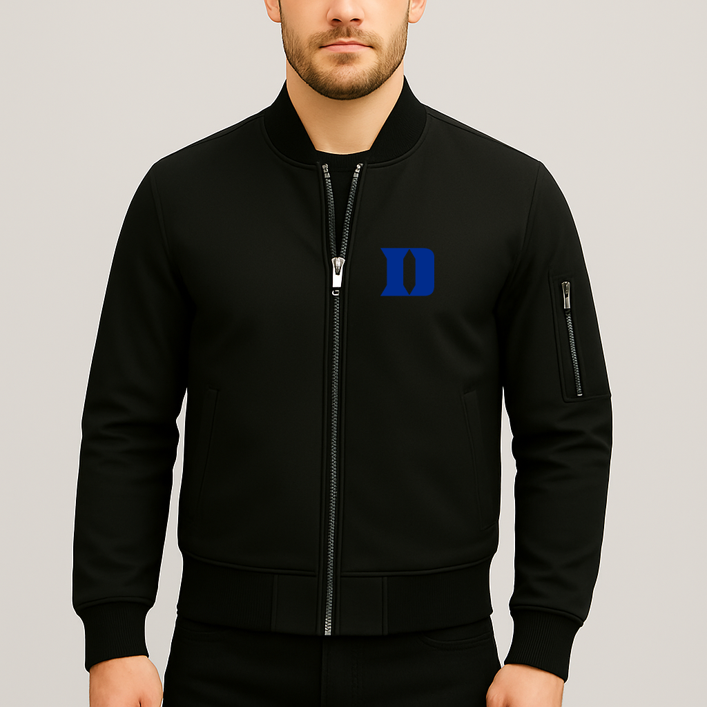 Men's Duke Blue Devils Logo Lightweight Bomber Jacket Windbreaker Softshell Varsity Jacket Coat