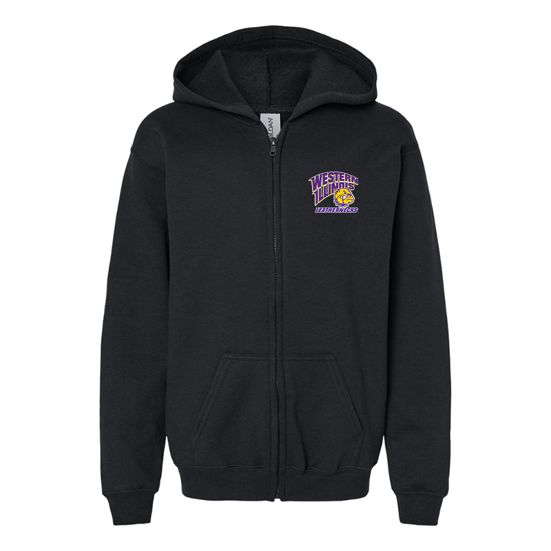 Gildan Heavy Blend Youth Western Illinois Leathernecks Full Zip Hooded Sweatshirt