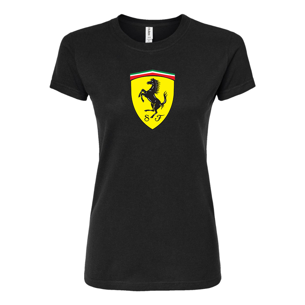 Women’s Ferrari Motorsport Car Round Neck T-Shirt