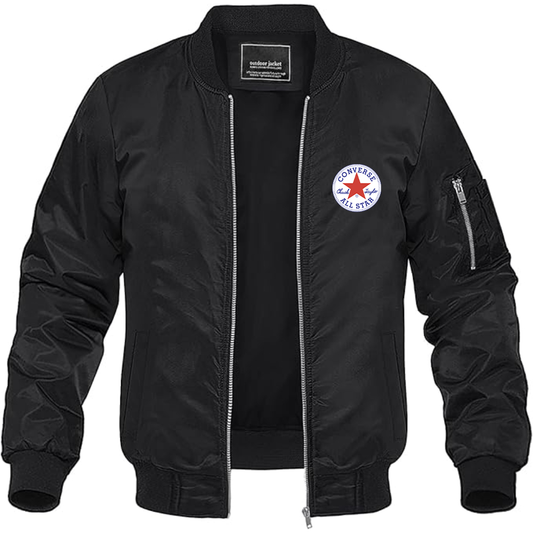 Men's Chuck Taylor All Star Logo Lightweight Bomber Jacket Windbreaker Softshell Varsity Jacket Coat