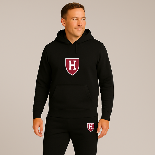 Men's Harvard Crimson Logo Hoodie Joggers Set