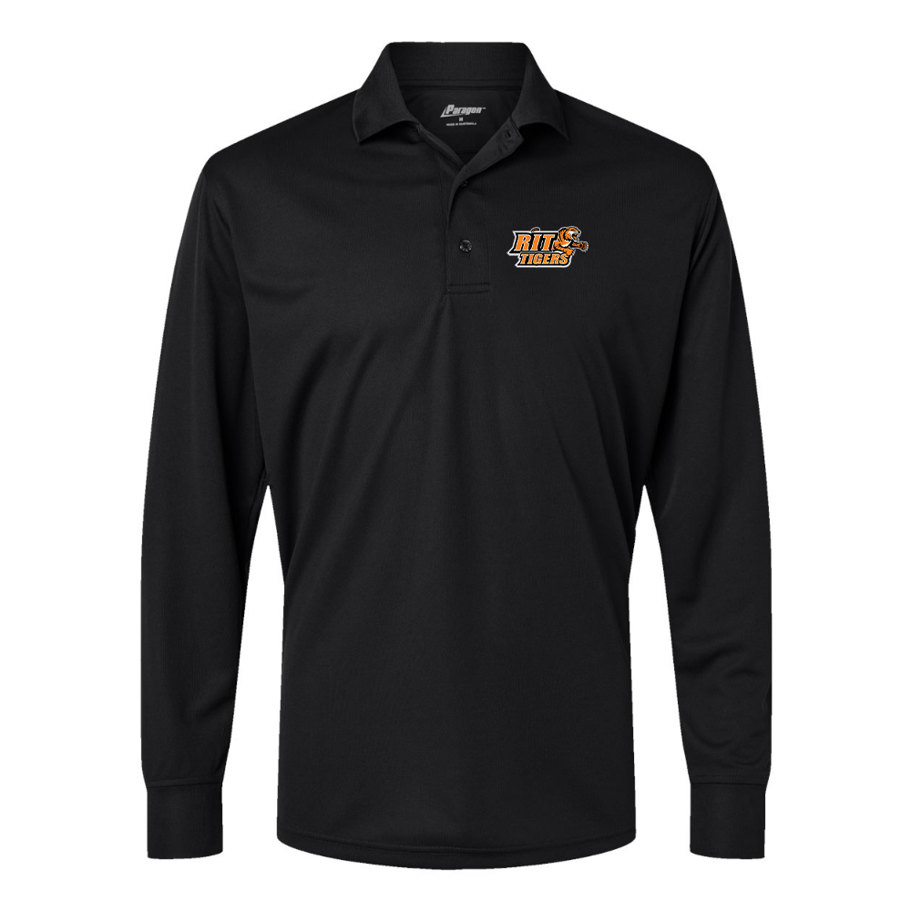 Men's RIT Tigers Logo Paragon Prescott Long Sleeve Polo