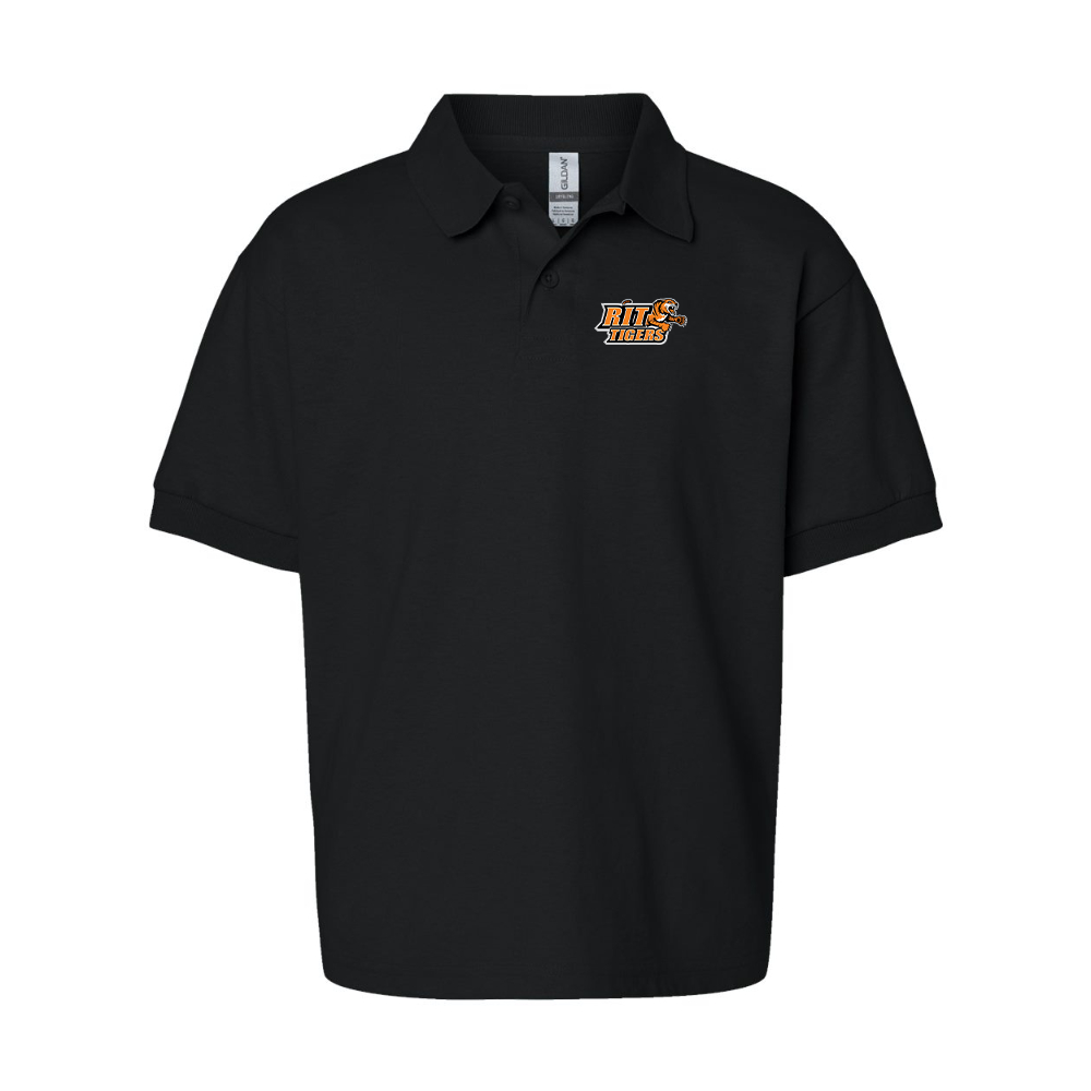Youth RIT Tigers Logo Gildan Dry Blend Jersey Polo
