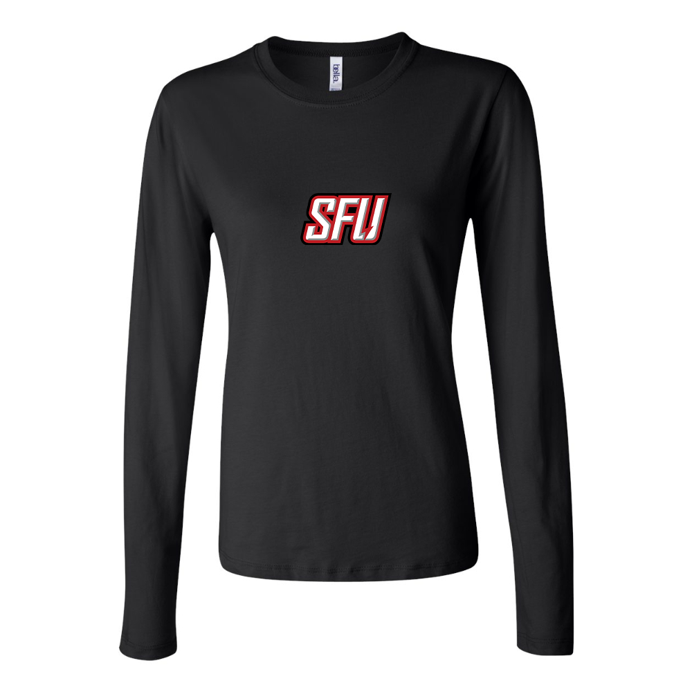 BELLA CANVAS Women’s Saint Francis Red Flash Logo Jersey Long Sleeve Tee