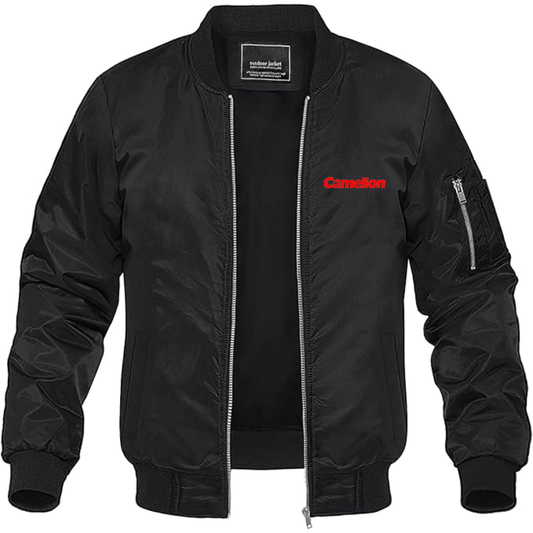 Men's Camelion Logo Lightweight Bomber Jacket Windbreaker Softshell Varsity Jacket Coat