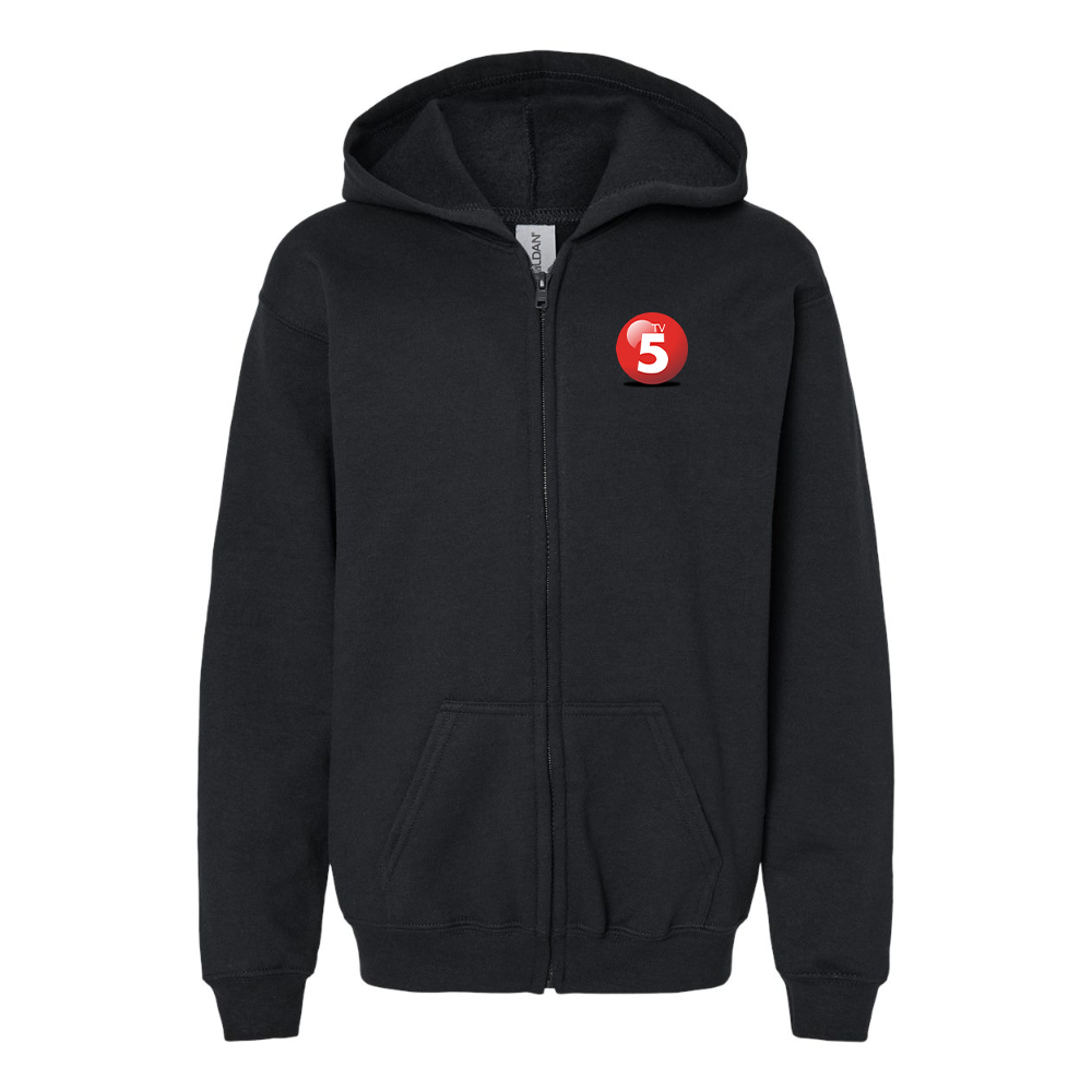 Gildan Heavy Blend Youth ABC TV5 Logo Full Zip Hooded Sweatshirt