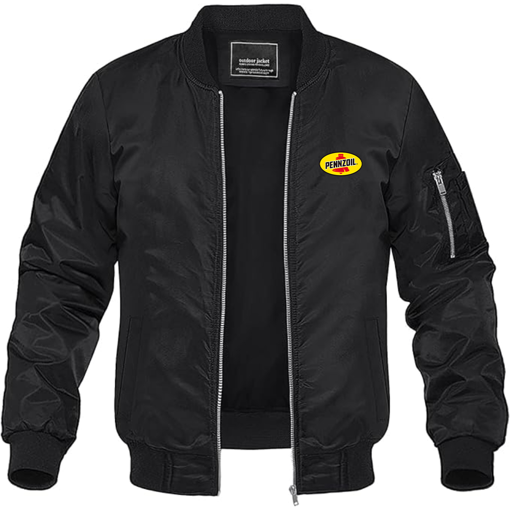 Men's Pennzoil Logo Lightweight Bomber Jacket Windbreaker Softshell Varsity Jacket Coat
