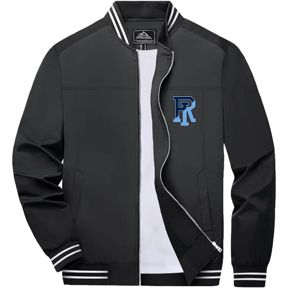 Men's Rhode Island Rams Logo Lightweight Zip-Up Ribbed Collar and Cuffs Bomber Jacket
