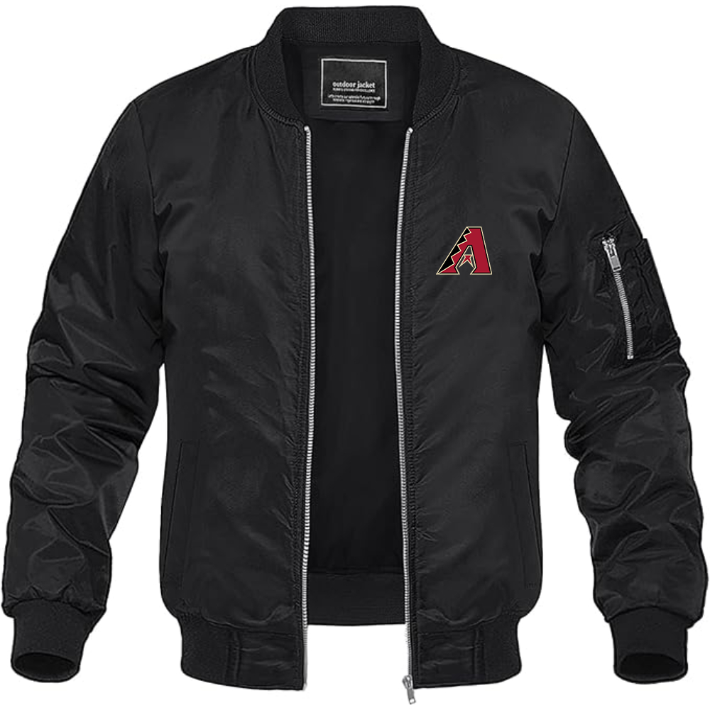 Men's Arizona Diamondbacks Logo Lightweight Bomber Jacket Windbreaker Softshell Varsity Jacket Coat