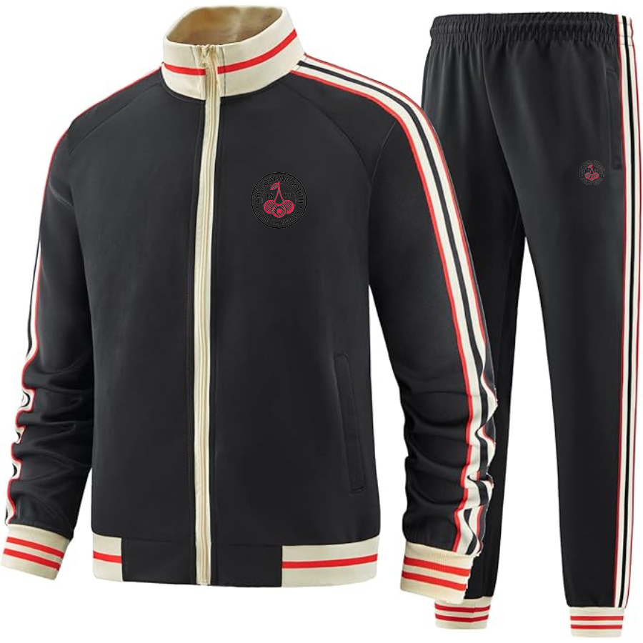 Men's AFC Bournemouth Soccer Logo  Tracksuit with Bold Striped Accents and Zippered Front Athletic Wear